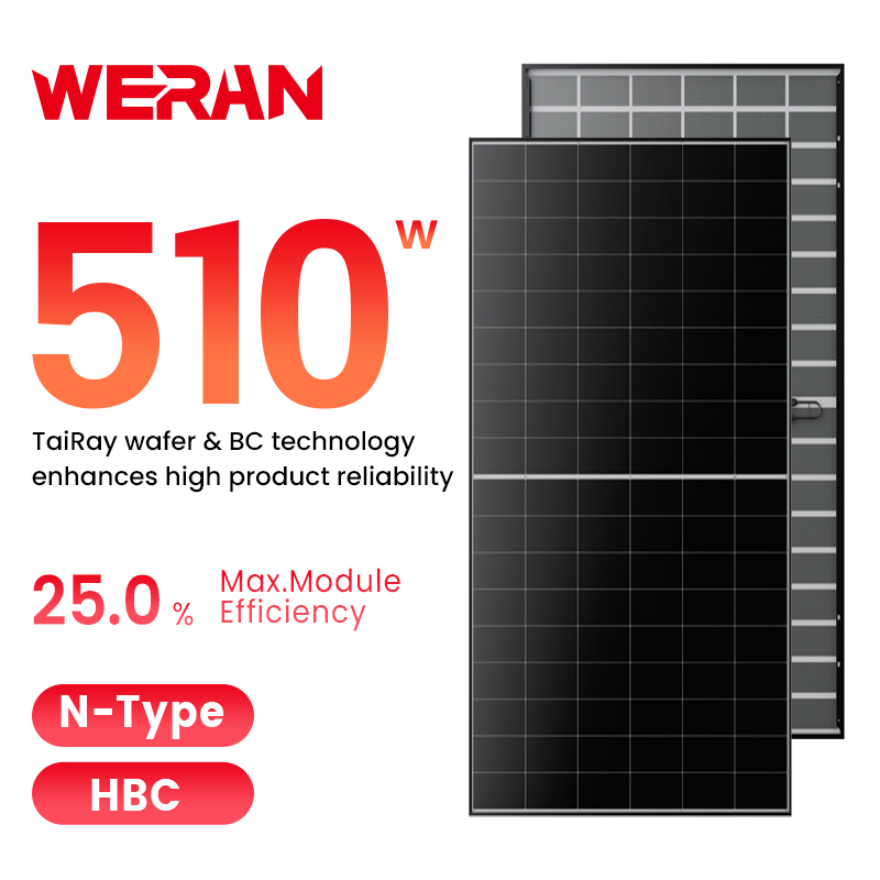 WERAN 495-510W Residential Back Contact Solar Panel – OEM Double-Glass Rooftop PV Module para sa mga Distributor at Installer